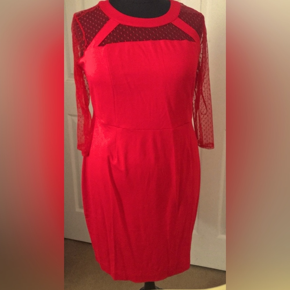 Valentines is coming! Lane Bryant Red Polka Dot Mesh Dress 18
